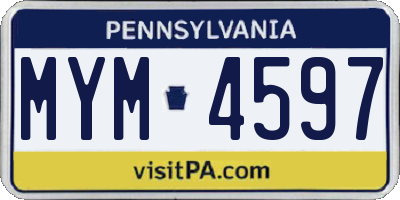 PA license plate MYM4597