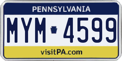 PA license plate MYM4599