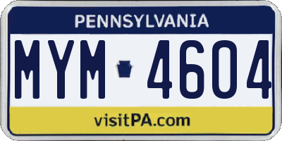 PA license plate MYM4604