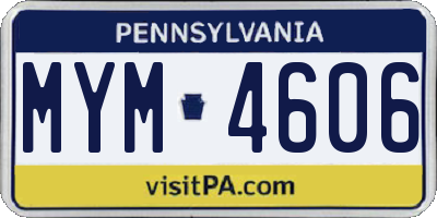 PA license plate MYM4606