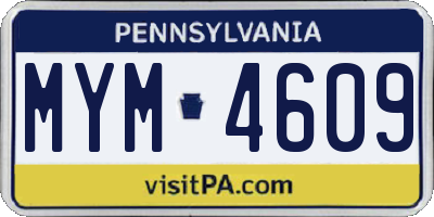 PA license plate MYM4609