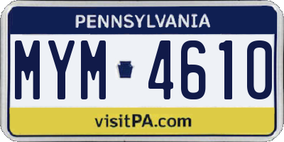 PA license plate MYM4610