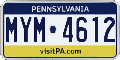 PA license plate MYM4612