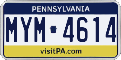 PA license plate MYM4614