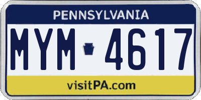 PA license plate MYM4617