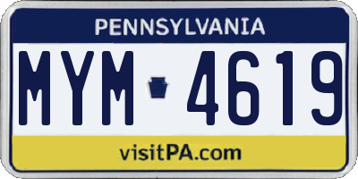 PA license plate MYM4619