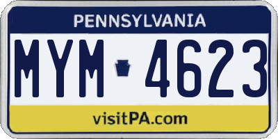 PA license plate MYM4623