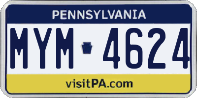 PA license plate MYM4624