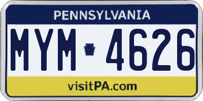 PA license plate MYM4626