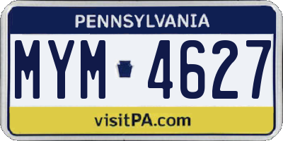 PA license plate MYM4627