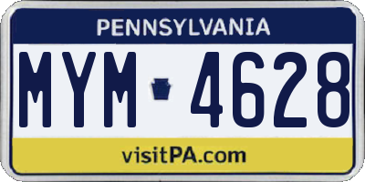 PA license plate MYM4628