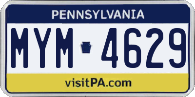 PA license plate MYM4629