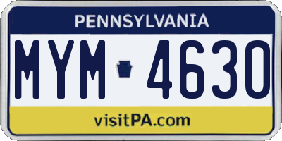 PA license plate MYM4630