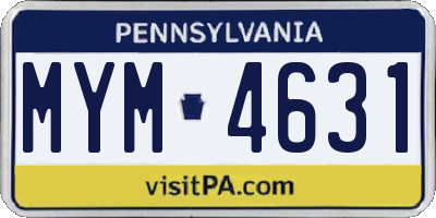 PA license plate MYM4631