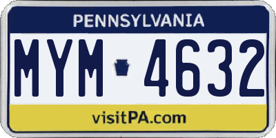 PA license plate MYM4632