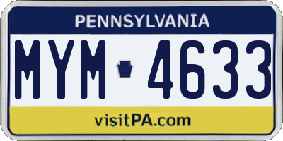 PA license plate MYM4633