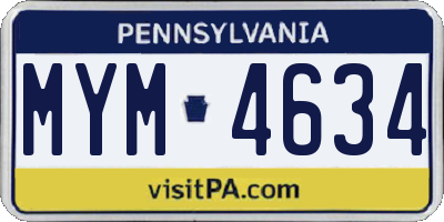 PA license plate MYM4634