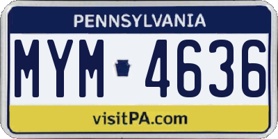 PA license plate MYM4636