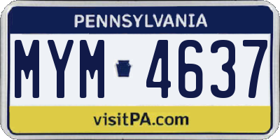 PA license plate MYM4637