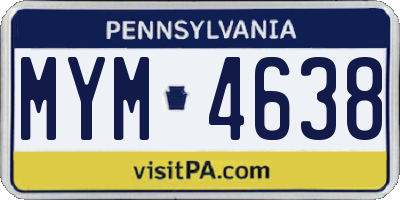 PA license plate MYM4638