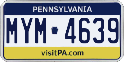 PA license plate MYM4639