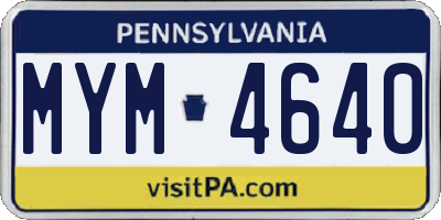 PA license plate MYM4640