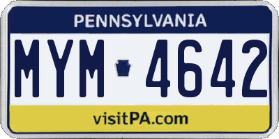 PA license plate MYM4642
