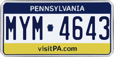 PA license plate MYM4643