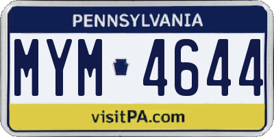 PA license plate MYM4644