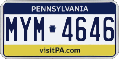 PA license plate MYM4646