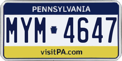 PA license plate MYM4647