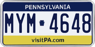 PA license plate MYM4648