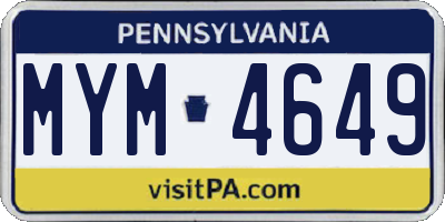PA license plate MYM4649
