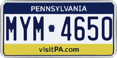 PA license plate MYM4650
