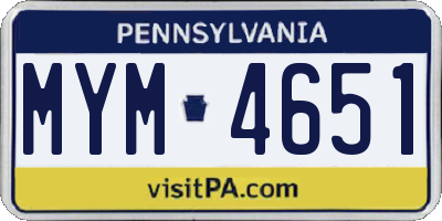 PA license plate MYM4651
