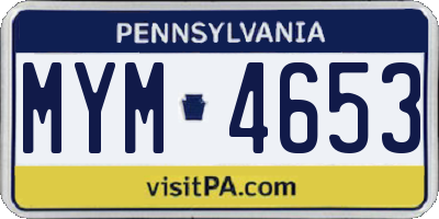 PA license plate MYM4653