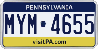 PA license plate MYM4655