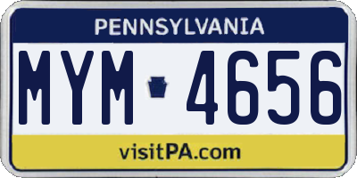PA license plate MYM4656