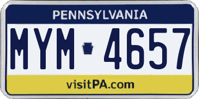 PA license plate MYM4657