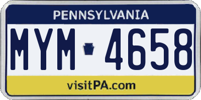 PA license plate MYM4658