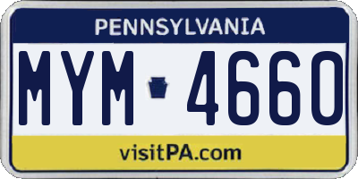 PA license plate MYM4660