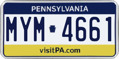 PA license plate MYM4661