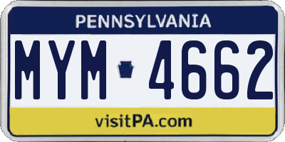 PA license plate MYM4662