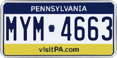 PA license plate MYM4663