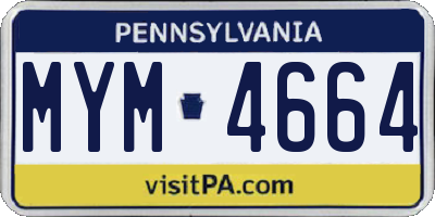 PA license plate MYM4664