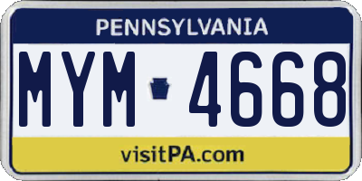 PA license plate MYM4668