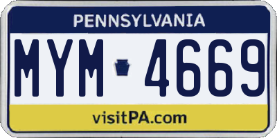 PA license plate MYM4669