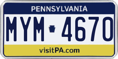 PA license plate MYM4670