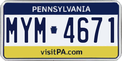 PA license plate MYM4671
