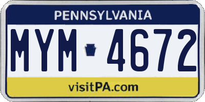 PA license plate MYM4672